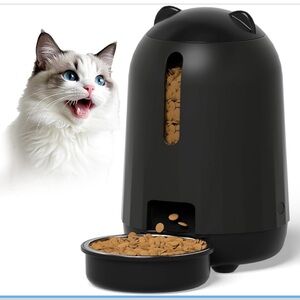 Automatic Cat Feeder, Button Timer Auto Food Dispenser with Dual Power Backup